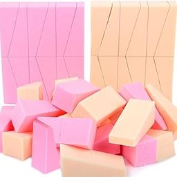 Excadrill 24 pcs Makeup Wedges Sponges, Wedge Foundation Sponge Blender for Liquid, Cream, Multi Purpose Triangle Cosmetic Applicator Puff (Pink + Beige)-41