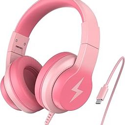 Candy Bila Kids Headphones, BH03, Wired, Over Ear, Gradient Pure Pink-TypeC, Volume Limiter for Girls Boys, Foldable, Learning & Entertainment-picture-32