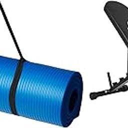 Amazon Brand - Symactive Heavy Duty 3 in 1 Adjustable Incline Multipurpose Gym Bench, Max Weight 350 KG & Amazon Basics 13mm Extra Thick NBR Yoga and Exercise Mat with Carrying Strap, Blue-image-41
