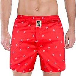 Printed Cotton Boxer Shorts for Men (Pack of 1) - Boxer_ RED and White_PO1-image-52
