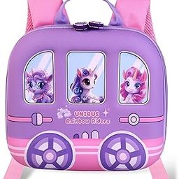 26cm Rectangle Shaped Hardshell EVA Shoulder Bagpack Unicorn Theme Preschool Nursery Small Size Lightweight Miniature Toddler Bag for Kids Girls Boys 3-8 Years,Purple-21