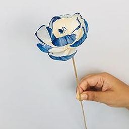 Vanchai Natural Dried Chambray Sola Flower, Dried Chambray Sola Flower, Vase Filler for Home, Office, Bedroom, Table Corner Decoration, DIY Craft ? Set of 5 (Dried Indigo Peony Flower (5 Pcs))-image-96