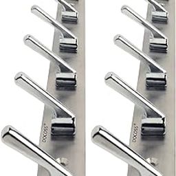 DOCOSS Stainless Steel Wall Hooks for Hanging Cloth and Towel Hangers for Wall Hook,Door Hangers,Hook Rail Pack of 2, Silver-19