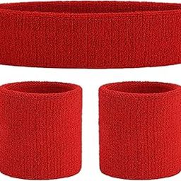 Proxima Direct Sweatbands Set, Including 1 Sports Headband +2 Wrist Sweatbands Sweat Band for Women Men Girls Boys, Super Comfy Sports Sweatband for Gym Workout Yoga Soccer Boxing Tennis (Red)-image-71