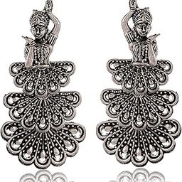 Jewellery Earrings for Women Oxidised Silver Jhumka earrings for Girls and Women-23