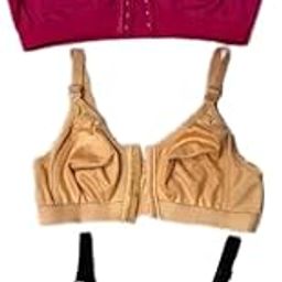 Women Cotton Full Coverage Non Padded Bra | Front Open Bra for Women | Wing Girls Non Paded Full Covrage Front Hook Bra-image-98
