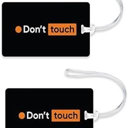 Rhymex Don’t Touch Travel Luggage Tags | Set of 2 Bold Text Printed Bag Tags in Black | Waterproof-image-45