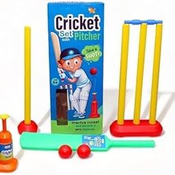 AYTGLEAM Cricket Pitcher Set Cricket Kit Toy Cricket Set with Pitcher Automatic Ball Launcher for Kids (Multicolor)-14