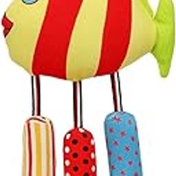 Shiv Creation Colorful Plush Hanging Fish for Babies Soft Sensory Crib & Stroller Accessory with Rattle Star Heart & Strawberry Plushies Early Learning Infant Activity Item-image-74