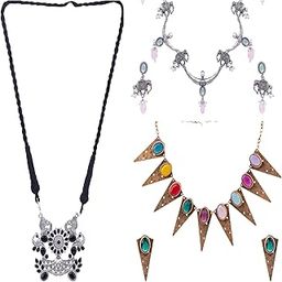 Oxidised Set Of 3 Combo Necklace set-image-6