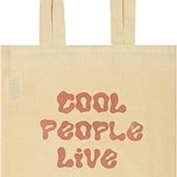 Canvas Tote Bag for Women & Girls | Eco-Friendly Printed Bag with Quote "Cool People Live Here" | Beige | Reusable Cotton Shoulder Handbag for Shopping, Work, College | Kiddilly_By_Bhavya-5
