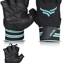 XTRIM X-Macho Leather Gym Gloves for Men & Women with Wrist Support Accessories for Weightlifting, Hand Exercise Gloves with Half-Finger Length for Gym Workout (M, Fits 7.5-8 Inches,Blue-Black)-14