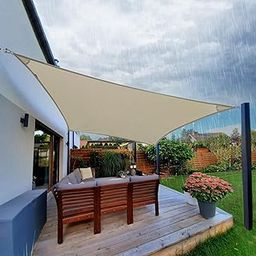 HIPPO Waterproof Shade Sail Affordable & Premium 260 GSM Sun Shade UV Block for Canopy Outdoor Patio Car Parking (Ivory-Glow, 9.00FTX16.50FT)-32