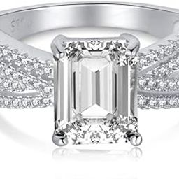 92.5 Sterling Silver Multi Band Emerald Cut Ring | Engagement Ring for Women, Elegant Whites Collection, Gift for women, BIS Hallmarked-image-5
