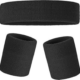 3NH® 3 Pcs Mens Women Sports Headband Wristbands Set,Unisex Elastic Breathable Sweatband Exercise Non-Slip Protective Headband Wrist Guard Travel Comfortable Anti-Sweat Head Band Wristbands (Black)-image-64