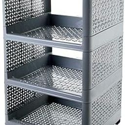 Fruitzy Multi Purpose Plastic Rack 4 Shelfs 4-Layers Fruits Vegetable Storage Household Office Stand Unbreakable Plastic Kitchen Rack (Multicolor), Tiered Shelf-29
