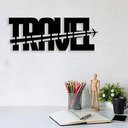Art Street Travel Black MDF Plaque Cutout Ready to Hang for Home Office Wall Art Decor, Wall Art Hanging Decorative Item, Home Decoration Size -4.5 x 12 Inches-25