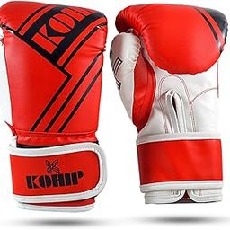 Boxing Gloves Fighting Gloves PU Material Punching Bag Gloves for Training (8 oz, Red White)-image-96