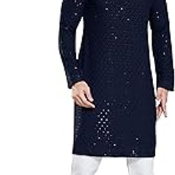 Men's Sequince Embroidered Cotton Blend Slim Fit Kurta Pyjama Set-image-20