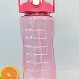 Large Water Bottle with Straw and Handle – Dark Pink 1L Hydration Tracker with Time Markers – Leakproof Motivational Jug for Gym, Office, Sports, and Travel-2