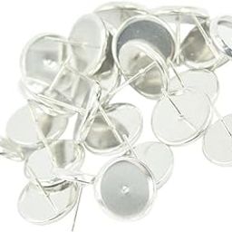 Enakshi 24 Pieces Round Earrings Blank Bezel Setting for 12mm Cabochon Silver White-image-57