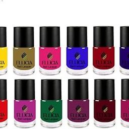 Ellicia Nail Polish is a premium, long-lasting nail paint with a glossy finish | This quick-dry, chip-resistant formula smooth application and vibrant color | Perfect for women and girls, | Ideal for parties, and festive Pack of 12 (Multicolor 23)-0