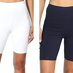 Women's Bio-Wash Knee Length Fitness Workout Running Yoga Shorts (Free Size, Pack of 2, White & Navy Blue)-image-45