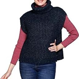 Women's Acrylic Winter Wear Turtle Neck Self Design Side Slit Poncho Sweater-41