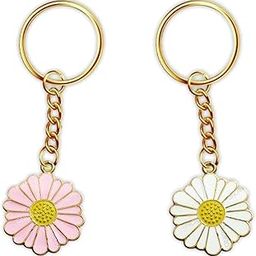 Lucky Daisy Flower Charm Key Ring Keychain Girls Boys Bike Car Accessories Birthday Travel Gifts Purse Handbag Pendant Metal Alloy Hanging Stylish Cool Cute Fun Novelty Toy Unique-image-32