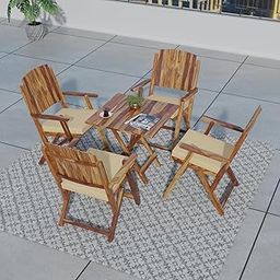 FLIP WOOD Solid Wood Outdoor Patio Table & Cushion Chairs Set for Dining Room | Wooden 4 Seater Outdoor Patio Set for Balcony Garden | Square Outdoor Dinner Table Set (Honey Finish)-28