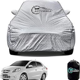 AUTOBIRSA Waterproof Car Body Cover for Honda Amaze Old with Mirror and Antenna Pocket and Soft Cotton Lining (4 Side Elastic Triple Stitched & Metallic Silver with Black Piping Style)-image-83