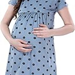 Women's Cotton All Over Print Midi Maternity Feeding Nighty-21