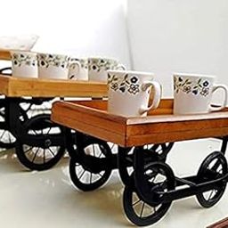 THEWOODMART Thela Trolly, Rhedi Shape Desi Look (Tea, Coffee, Snacks, Water) Decorative Tray/Platter for Home/Kitchen/Table Decor-10