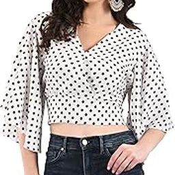 Women's wear Polka dot wrap top-image-3