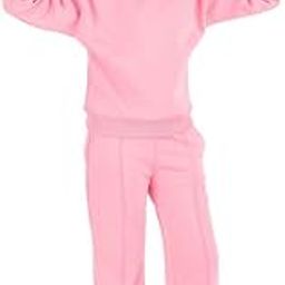 Youth Athletic Tracksuit Set, Round Neck Sweatshirt with Trouser, Pink and Lilac, Casual Sports Outfit-image-11
