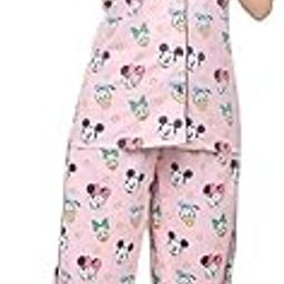 Zikigo Women's Cotton Half Sleeve Cartoon Printed Night Suit Set of Shirt & Pajama Set (Pink, XL)-image-32