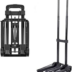 Folding Carry Cart, Small, Lightweight, Ultra Compact, Load Capacity 110.2 lbs (50 kg), Includes Fixed Rope, For Shopping, Home Use, Mini-image-49
