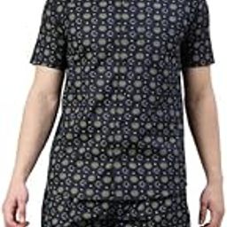 Men's Printed Navy Sun and Moon CO-Ords Set,100% Cotton,Super Soft Ultra Light Fabric,Comfort Fit,Machine Wash,Unique Designs,Casual wear,Highly Durable,Sleep wear-33