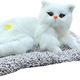FunBlast Cute Cat Plush Toy with Meow Sound, Toy Accessories for Car Dashboard & Home Décor, Gift for Kids, Realistic Cat Pet Toys with Bed (White-Random)-image-14