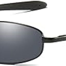 Polarized Sunglasses Small Size Rectangular Wrap Metal Frame UV400 Protection (Black, 53)-image-17