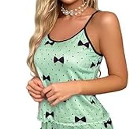 Women's Sleepwear Cami Top and Shorts Set – Various Designs Satin Blend Comfortable Nightwear for Sleep, Loungewear for Honeymoon Size (M to XL)-image-74