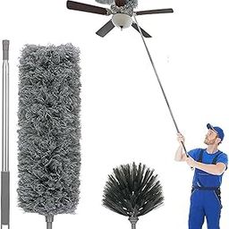 100-Inch Extendable Cobweb Duster with Telescoping Pole – Washable Microfiber & Bendable Head for Ceiling Fans, High Ceilings, Corners, Spider Webs, and Dust Removal Anti-Scratch Cleaning Brush-image-56