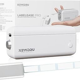 LabelEase Pro Bluetooth Mini Label Printer | Portable Label Maker for Home & Office | Rechargeable Thermal Printing 1000mAh - White (with (180 Labels x 1 roll Free)-24