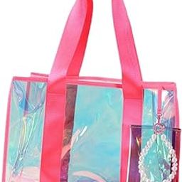 Beach Tote Bag Lightweight Women Handbag for Vacation Stadium Outdoor Sports Pink-image-65