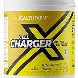 HealthFarm Cell Charger Instant Energy Drink Powder, with BCAAs and Glutamine (1Kg, PINEAPPLE)-13