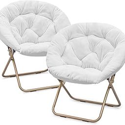 Magshion Round Foldable Oversized Moon Saucer Chair for Adults Large Cozy Chair for Bedroom, White, Set of 2-image-36