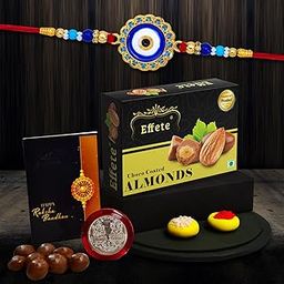 DeoDap (K1_516_CA32) Rakhi Combo & Chocolate Almonds 32gm| Rakhi & Chocolate for brother | Fancy Rakhis for men stylish | rakhi with gift | Rakhi Combo | Set of 1 | Effete Chocolate-image-46