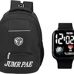 New Combo Of Digital LED Watch And Waterproof Polyester School Bag College Backpack Laptop Bag Travel Backpack For Men And Women (BAG05+WCH82BK)-image-7
