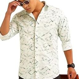 bushirt Men's Cotton Regular Fit Printed Full Sleeves Spread Collar Casual Party Shirt-picture-1