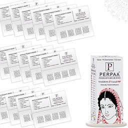 PERPAA Kumkum Velvet Round Bindi Box of 15 Flaps for Ladies Women Forehead Bindi (Stick On) (Size 11, Diameter 1.5mm, Black)-19